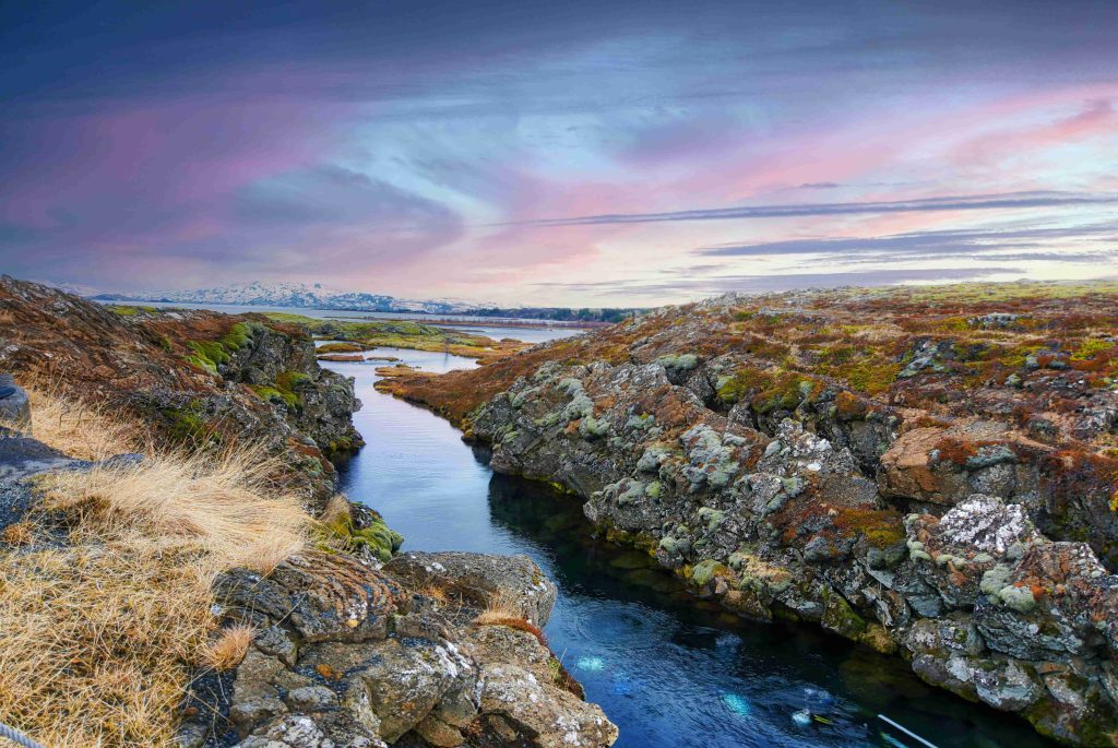Clear waters at Silfra in Thingvellir Iceland